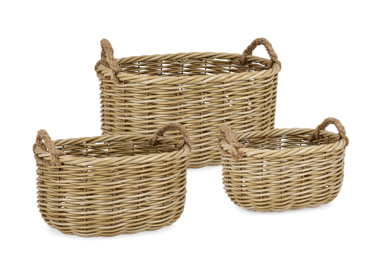 Bizzotto Set 3 Cesta 2 Manici Julen Svasata Decoro Natale Naturale