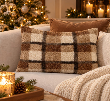 Bizzotto Kissen Laurence kariert Braun 40x60 cm – Weihnachtsgeschenkidee