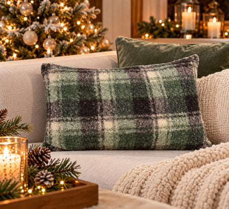 Bizzotto Kissen Laurence Kariert Grün 40x60 cm – Weihnachtsgeschenkidee
