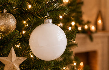 Bizzotto Sfera di Natale in Vetro Bianco Lucido D 10 cm