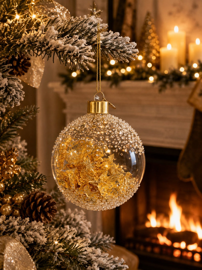 Bizzotto Sfera di Natale Yana Trasparente Oro D 8 cm – Decorazione per Albero