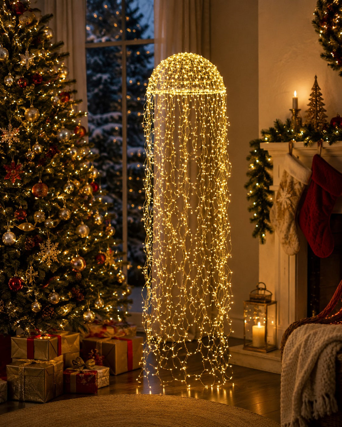 Bizzotto Kronleuchter Silber 1280 MicroLED Warmweiß IP20 – Leuchtende Weihnachtsdekoration