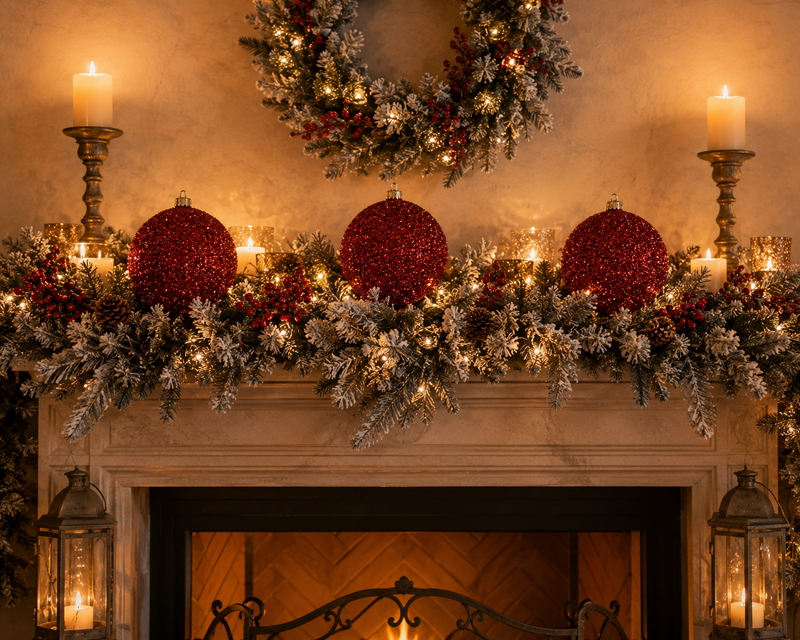 Bizzotto Weihnachtskugel Angelica Rot Ø 20 cm Christbaumschmuck