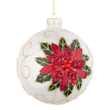 Bizzotto Sfera di Vetro Natale Poinsettia D 10 cm Decorazione per Albero di Natale