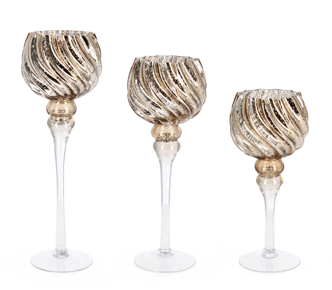 Bizzotto Set 3 Portacandele di Natale Isabell Calice Bronzo Vetro