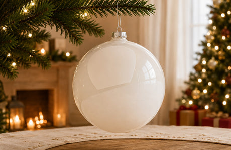 Bizzotto Sfera in Vetro Bianco Lucido D 15 cm – Decorazione Natalizia