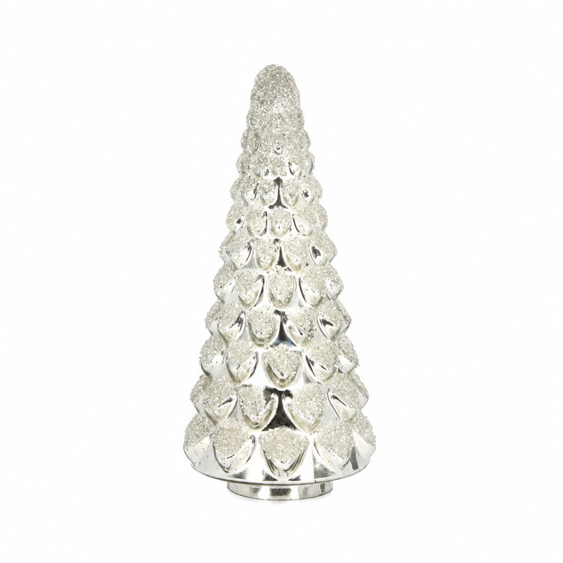 Bizzotto Pino di Natale Twinkle in Vetro Argento Ø16,5xH38,5 cm – Decorazione Natalizia