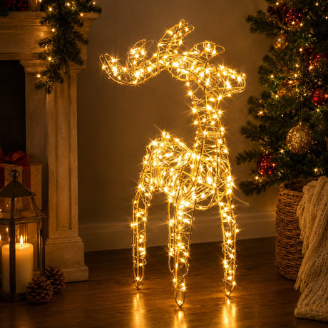 Renna Natalizia Hoover Oro con 300 Micro LED Classic H 45 cm Decorazione Luminosa