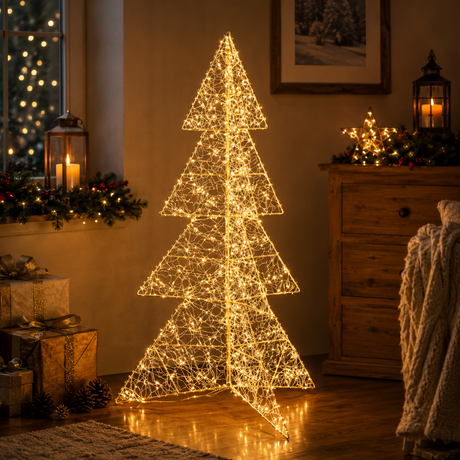 Bizzotto Pino Natalizio Hoover Oro con 600 Micro LED Classic H 100 cm Decorazione Luminosa