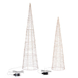 Bizzotto Set 2 Coni Natalizi Hoover Oro con Micro LED Classic D20x80 e D25x100 cm Decorazioni Luminose