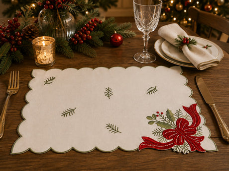 Bizzotto Tovaglietta Natalizia Anderson Bianco Rosso 33x48 cm – Tovaglietta per Tavola di Natale