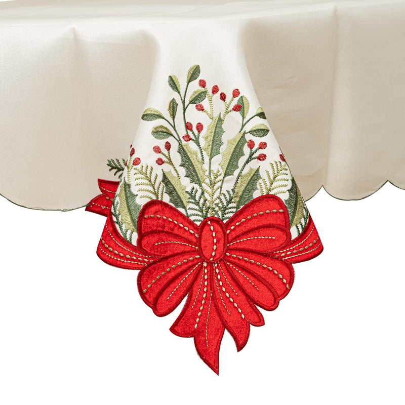 Bizzotto Tovaglia Natalizia Anderson Bianco Rosso 140x180 cm – Tovaglia per Tavola di Natale