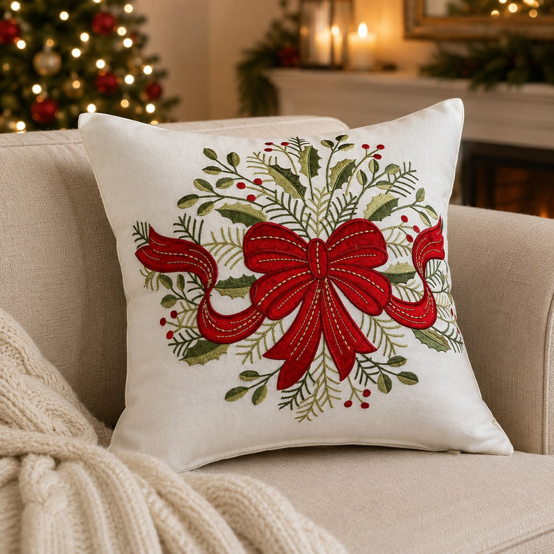 Bizzotto Cuscino Anderson Bianco-Rosso 45x45 per Arredo Casa Natale