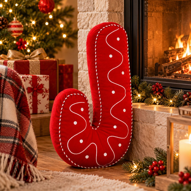 Weihnachtskissen Toffee Zuckerstange Rot 35x60 cm – Weihnachtliches Dekokissen mit Bezug und Polyesterfüllung