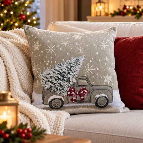 Bizzotto Kissenhülle Weihnachten Motor Car 45x45 cm abnehmbar – Dekorativer Kissenbezug für Sofa und Wohnungseinrichtung