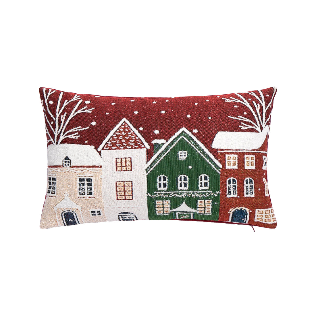 Bizzotto Weihnachtskissen Snowlyn Rote Landschaft 30x50 cm – Weihnachtsdekokissen mit abnehmbarem Bezug und Polyesterfüllung