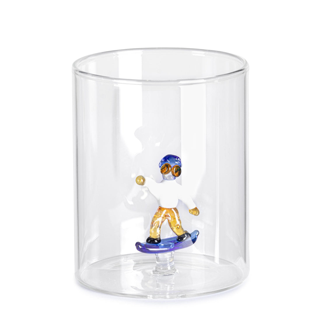 Bizzotto Bicchiere Corvara Snowboard Blu Natalizio – Bicchiere in Vetro con Confezione