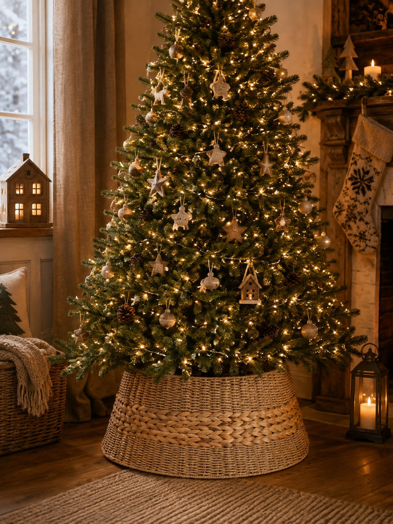 Bizzotto Copribase Albero di Natale Gleynor Beige Naturale D 55 cm Decorazione Natalizia