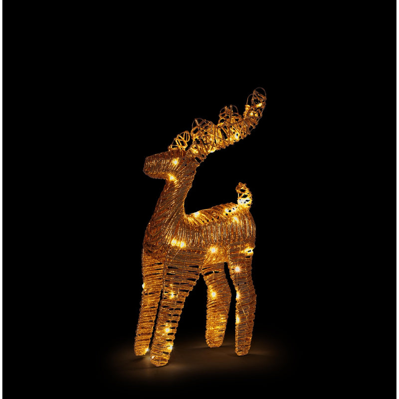Bizzotto Renna Natalizia Penny Oro con 50 Micro LED Classic 27x13x50 cm Decorazione Luminosa