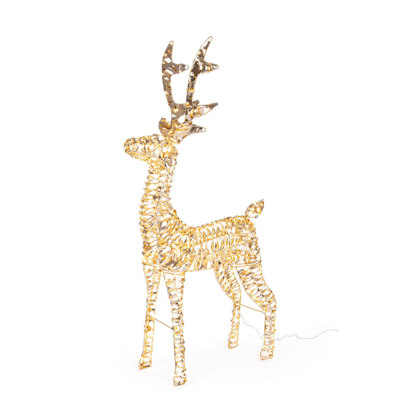 Bizzotto Renna Natalizia Ellary Oro con 600 Micro LED Classic 50x19x80 cm Decorazione Luminosa