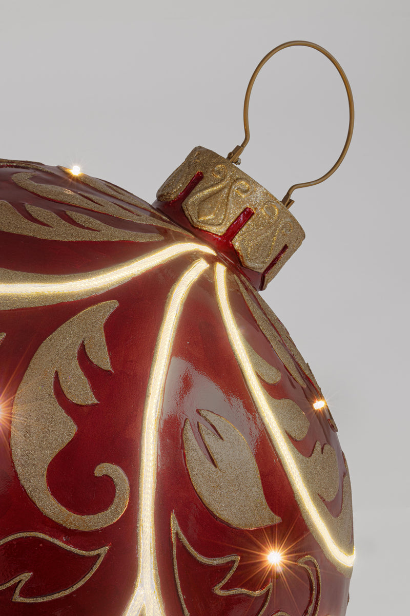 Bizzotto Kugeldekoration Kinler Rot mit 6 LED 68,6x53,3 cm – Leuchtende Dekorationskugel für Weihnachten