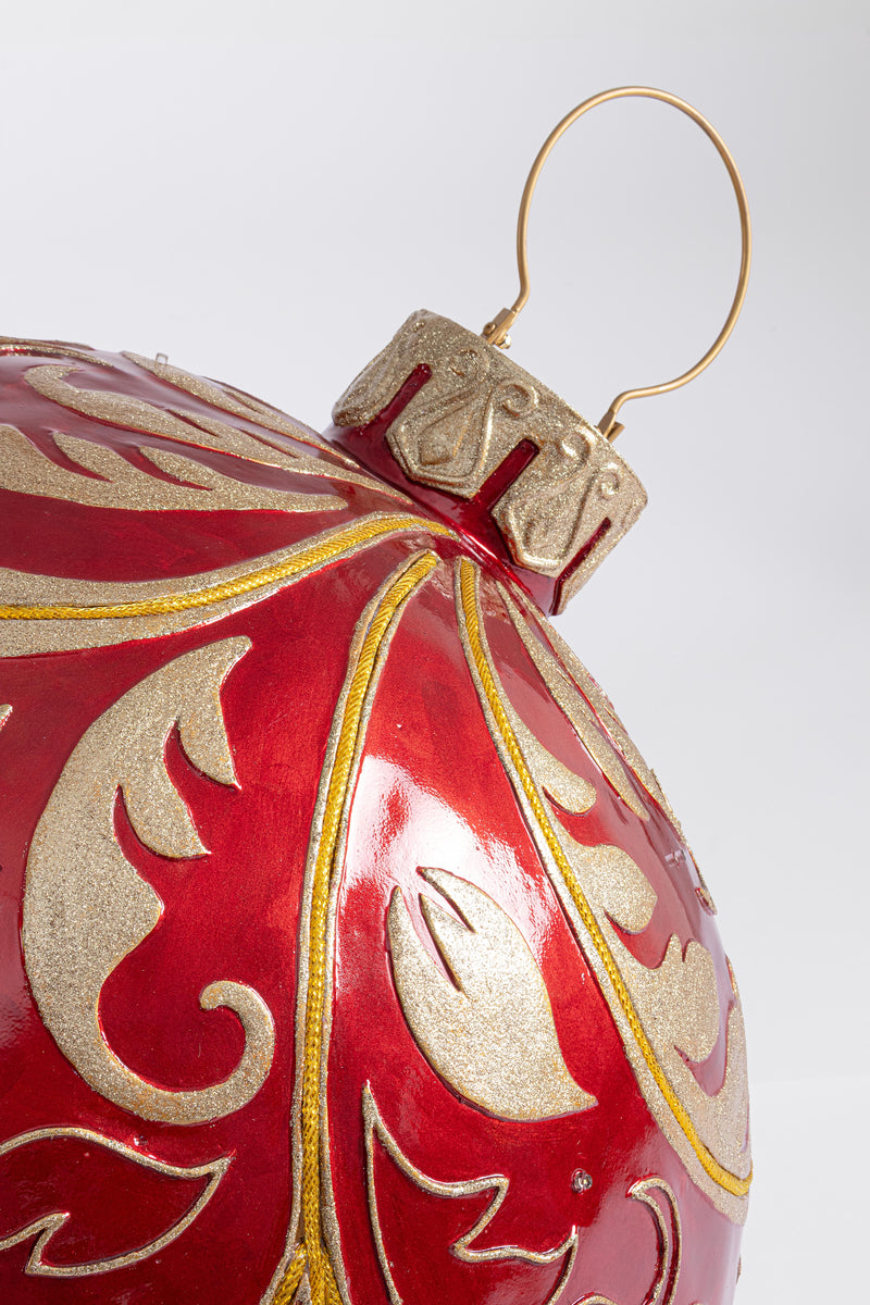 Bizzotto Kugeldekoration Kinler Rot mit 6 LED 68,6x53,3 cm – Leuchtende Dekorationskugel für Weihnachten