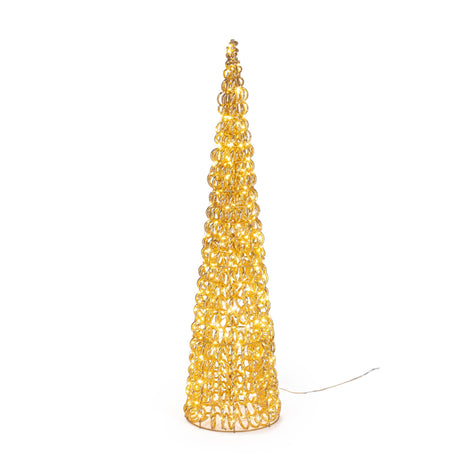 Bizzotto Cono Natalizio Zoe Oro con 400 Micro LED Classic Ø20x80 cm Decorazione Luminosa