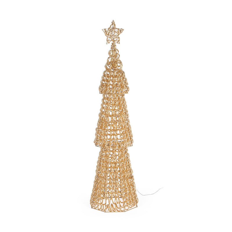 Bizzotto Pino Natalizio Zoe Oro con 500 Micro LED Classic Ø27x100 cm Decorazione Luminosa