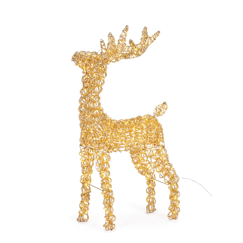 Bizzotto Renna Natalizia Zoe ST Oro con 600 Micro LED Classic 53x23x80 cm Decorazione Luminosa