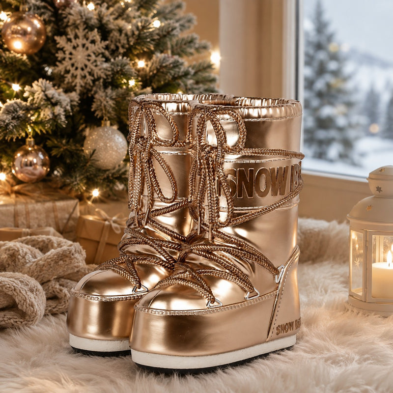 Bizzotto Decorazione Natalizia Wellow Snow Boot Oro H40 cm – Stivale di Natale Decorativo