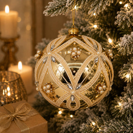 Bizzotto Sfera di Natale Extravagance Oro D 15 cm in Vetro – Decorazione per Albero