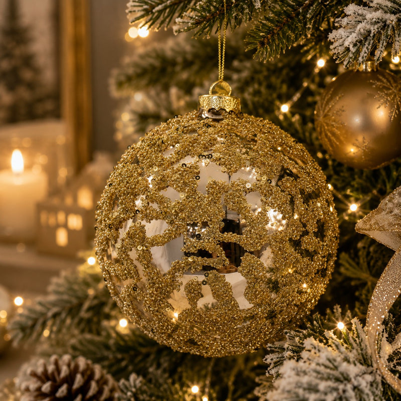 Bizzotto Weihnachtskugel Luz Champagne D 15 cm aus Glas – Baumschmuck