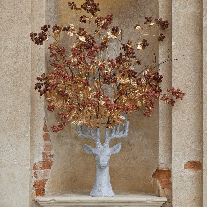 EDG Enzo De Gasperi Hirschvase Weihnachten Großgeweih H 65 cm B 40 cm T 31 cm Polyresin Grau