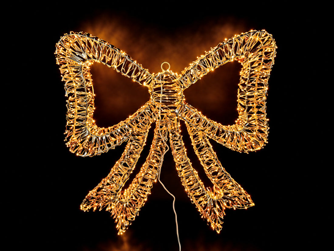 Ad Trend Weihnachtliche Schleife mit 2.400 LED Innen-/Außenbereich 90x90 Gold cm Warmweiß
