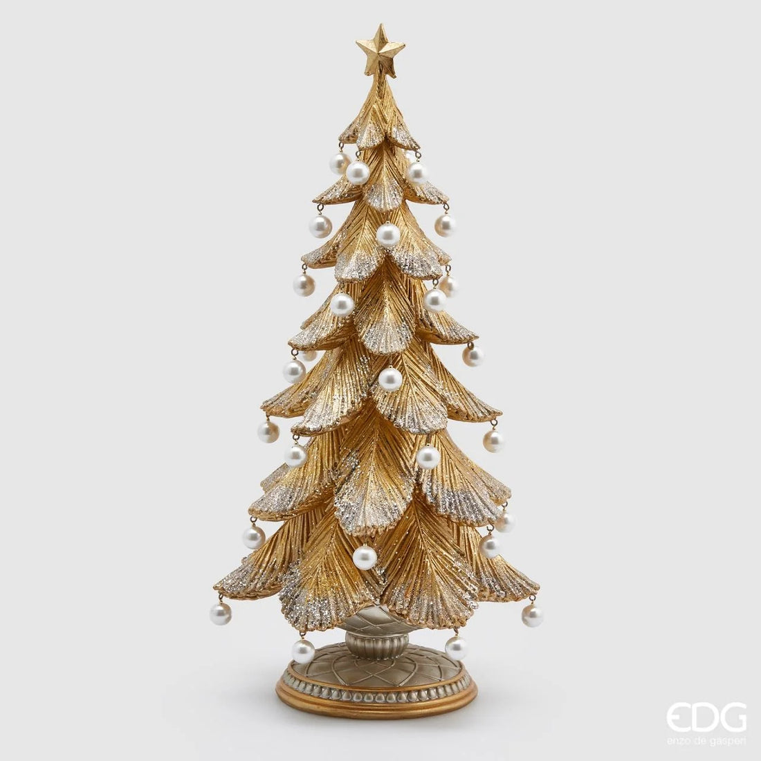 EDG Enzo De Gasperi Weihnachtsbaum Poly-Kiefer mit Perlen H 46 cm D 22 cm Gold Silber