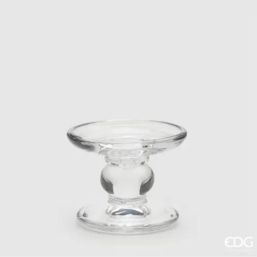 EDG Enzo De Gasperi Kerzenhalter Rund mit Kugel H 6 Cm D 9 Cm Natural Transparent Docht und Schaft