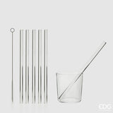 EDG Enzo De Gasperi Trinkhalm Set 6 Stück + Bürste H23 D1 Natur Transparent