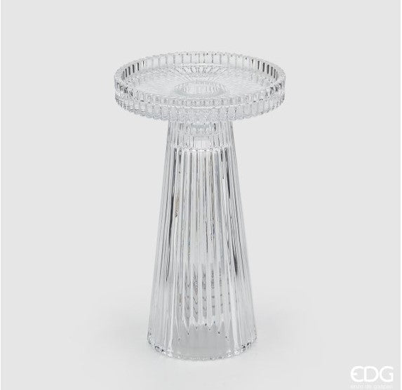 EDG Enzo De Gasperi Kerzenhalter Kegel Streifen H 16,5 Cm D 9,8 Cm Natural Transparent
