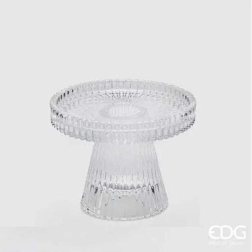 EDG Enzo De Gasperi Kerzenhalter Kegel Streifen H 7,5 Cm D 9,8 Cm Natur Transparent
