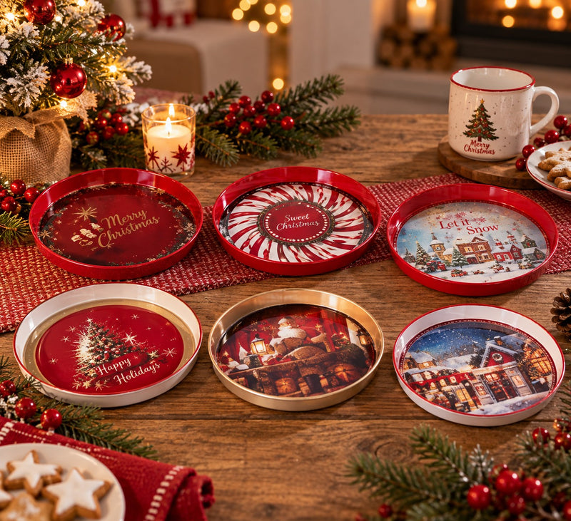 Ad Trend Vassoio Tondo Natalizio in Plastica Ø33 cm – 1 Pezzo Assortito Idea Regalo Natale