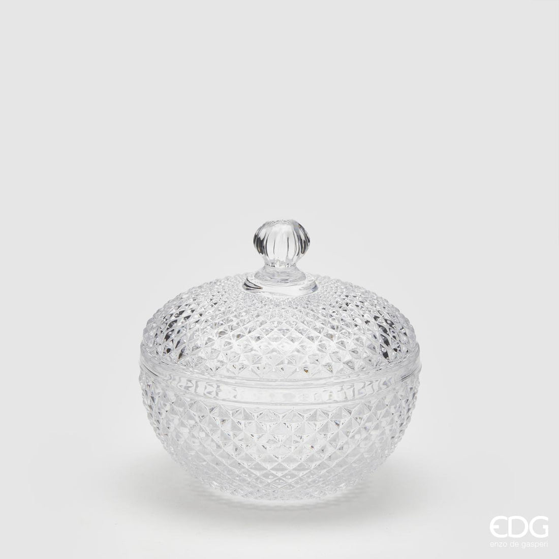 EDG Enzo De Gasperi Rundbehälter Rautenmuster H11 D12 Natur Transparent