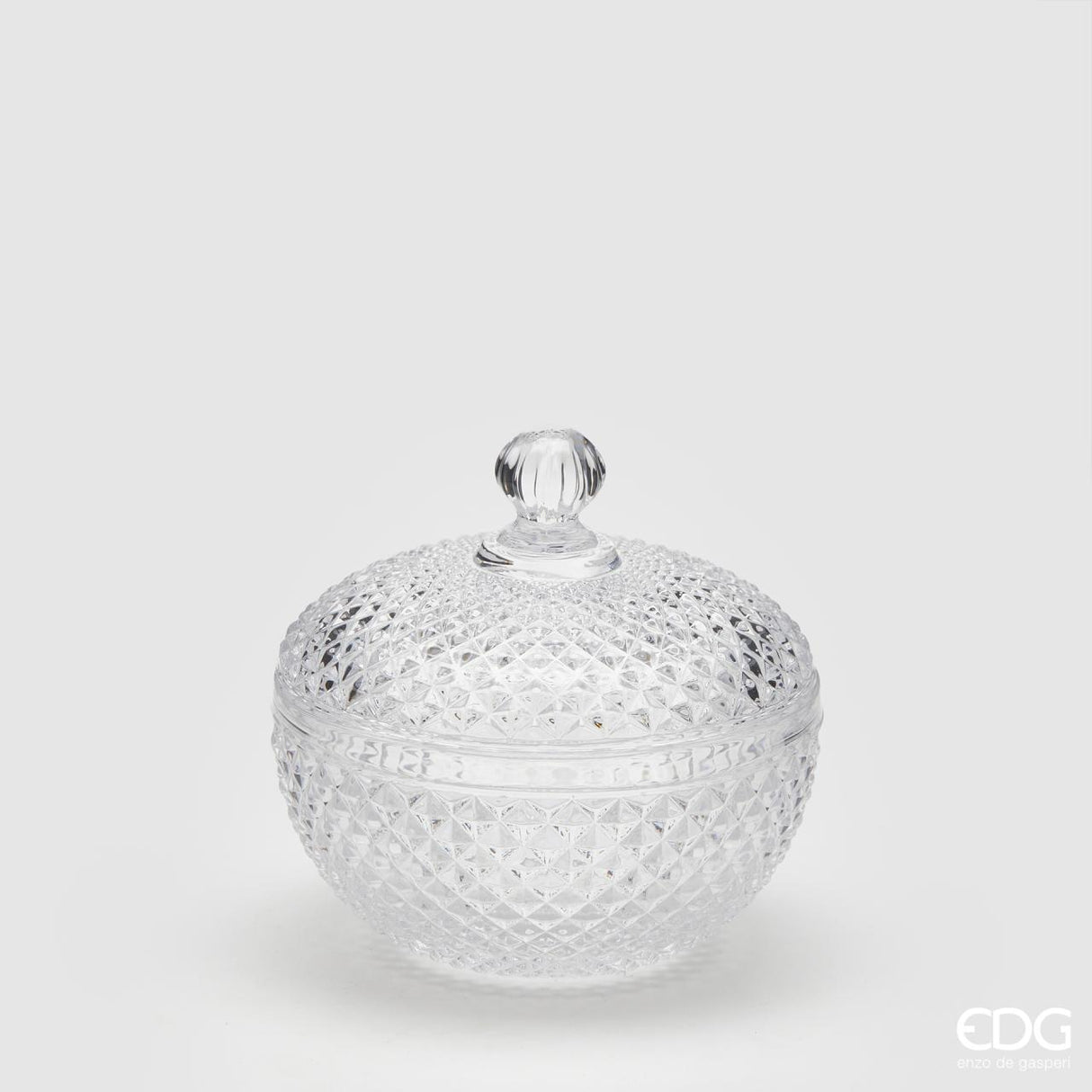 EDG Enzo De Gasperi Rundbehälter Rautenmuster H11 D12 Natur Transparent