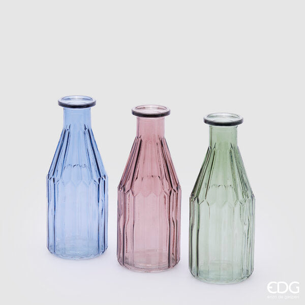 EDG Enzo De Gasperi Vase Flasche Streifen H19,5 D7,5 Set mit 3 Stück Mehrfarbig