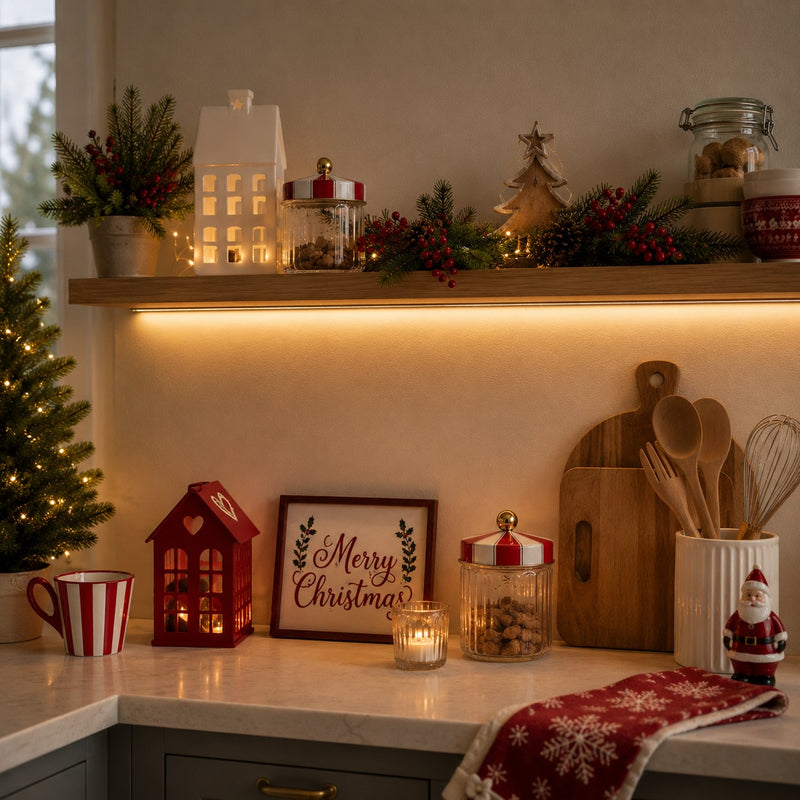 Ad Trend Vorratsglas Weihnachten Glas und Blech Ø 11 cm H 14,5 cm Weiß Rot