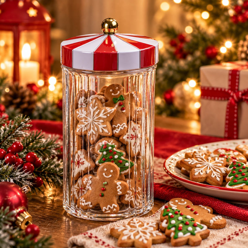 Ad Trend Weihnachtsglas aus Glas und Blech H24,5 Ø11 cm – Dekorativer Weihnachtsbehälter