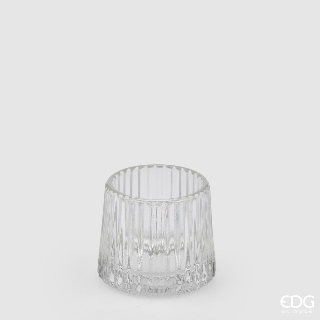 EDG Enzo De Gasperi Kerzenhalter Streifen H 7 Cm D 8 Cm Natur Transparent