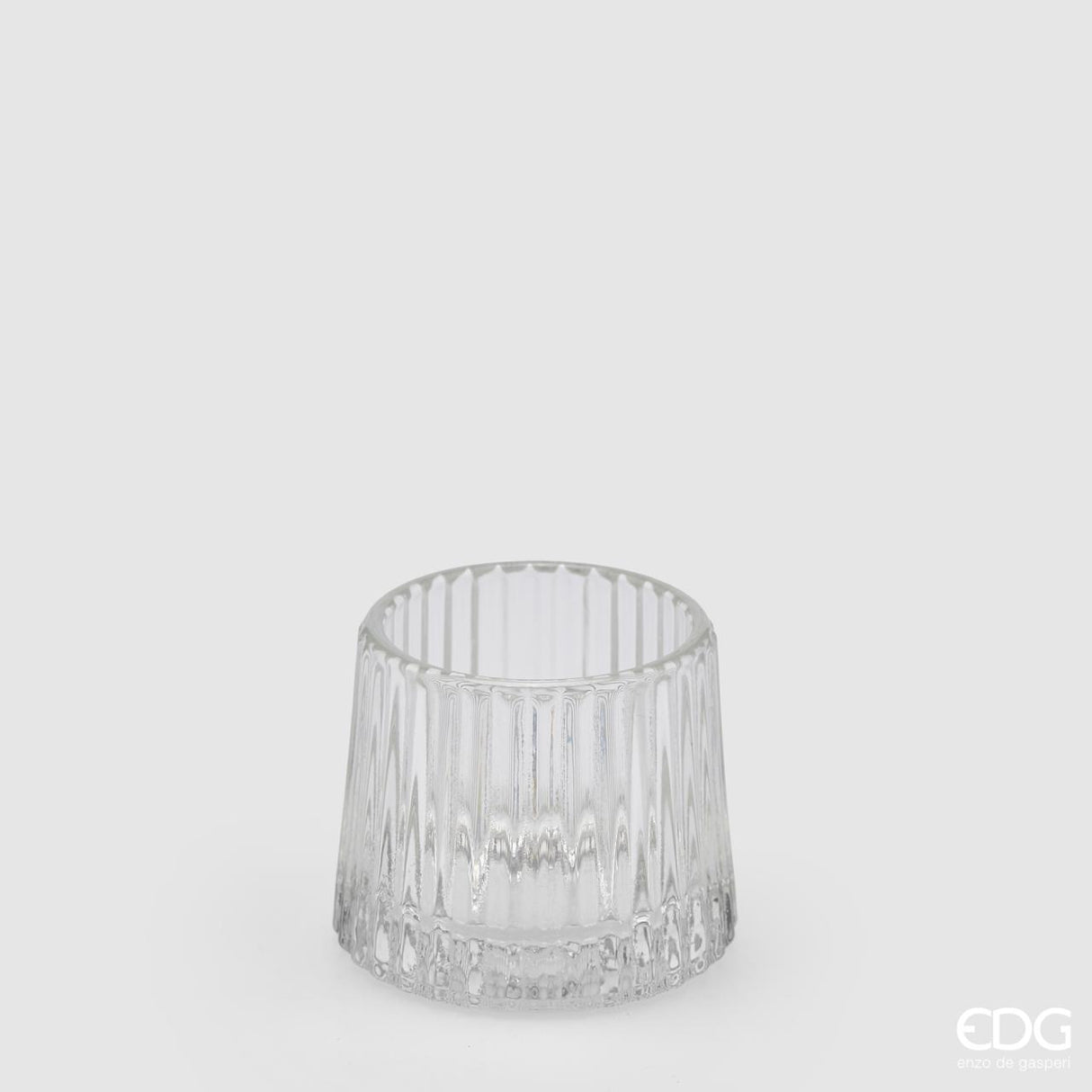 EDG Enzo De Gasperi Kerzenhalter Streifen H 7 Cm D 8 Cm Natur Transparent