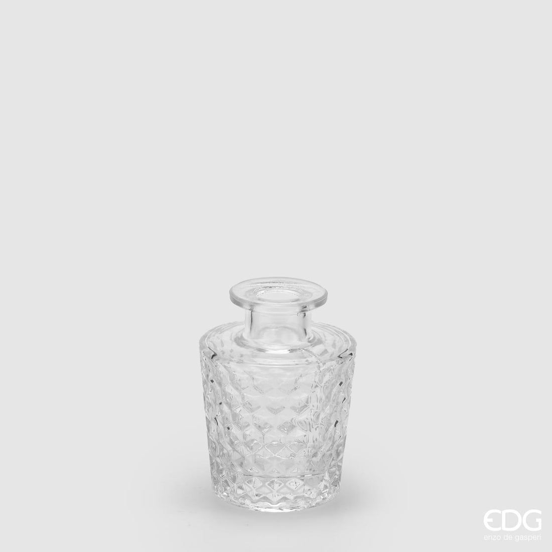 EDG Enzo De Gasperi Vase Flasche Ausgestellte Rauten H10 D7 Natural Transparent