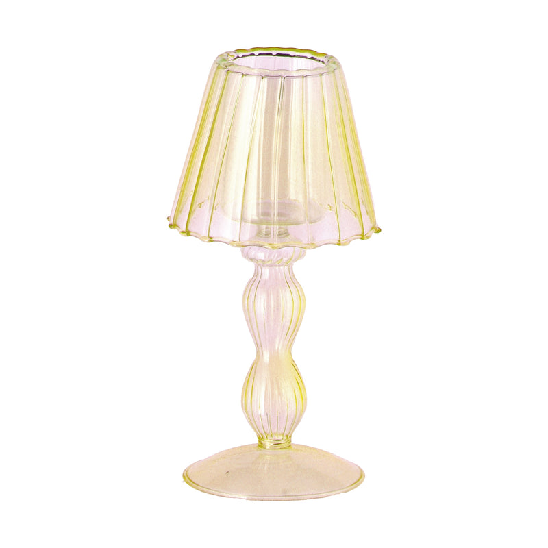 regalo italiano regalo italiano lampada porta tealight d 9 cm h 19 cm vetro rosa giallo verde blu 1 pz ean 8057586098909