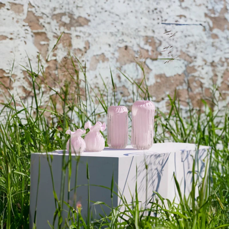 EDG Enzo De Gasperi Vaso Sacchetto H 14 Cm D 11 Cm Vetro Pink